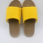 Bright Yellow Straw Slippers