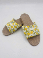 Lemon Flower Straw Slippers