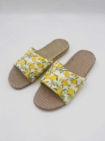 Lemon Flower Straw Slippers - Image 2